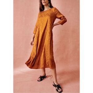 Sezane Midi Long-Sleeve Jacquard Tinsley Dress